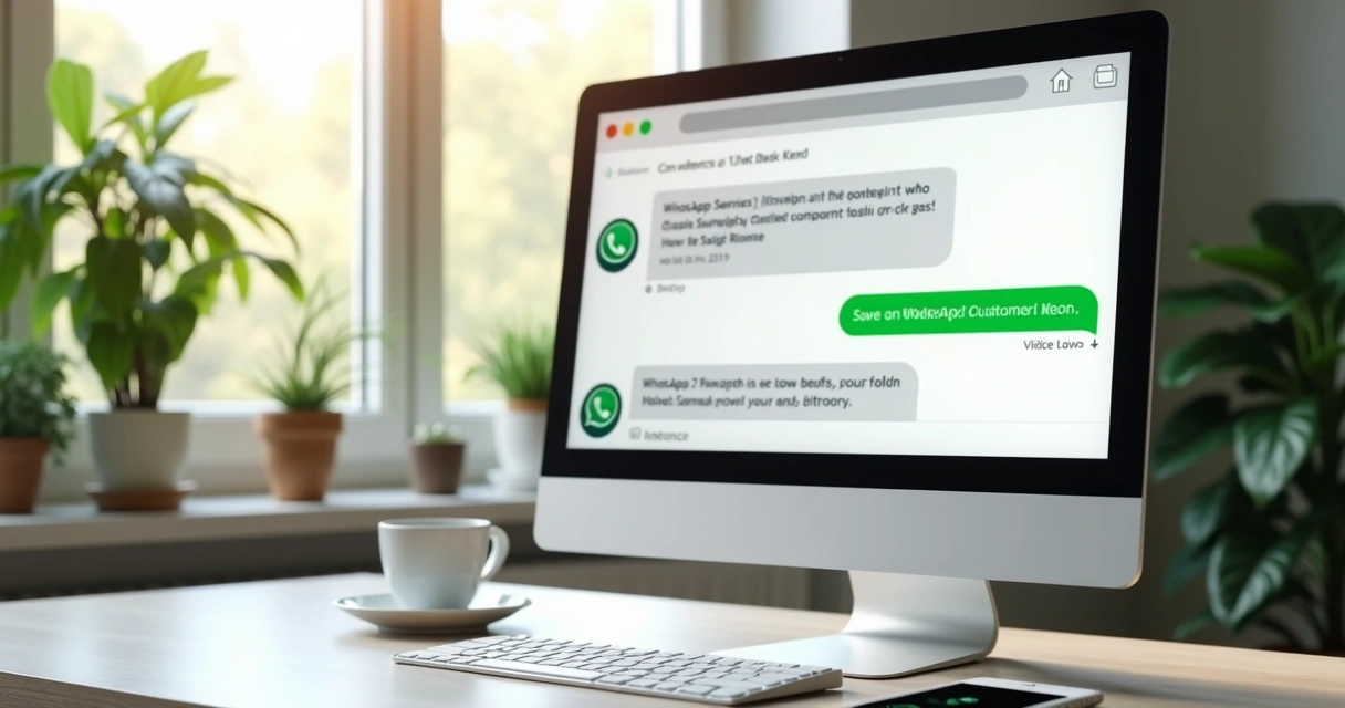 Computador mostrando chat do WhatsApp integrado a site com atendimento ao cliente em tela
